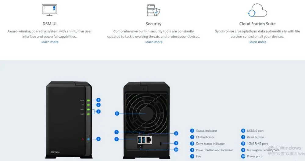 NAS Synology Disk Station DS218play 2-bay бесдисковый nas сервер nfs Сетевое хранилище Облачное хранилище, 2 года гарантии