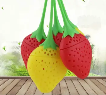 

100pcs/lot Cute Fashion Strawberry Silicone Tea Infuser Filter Strainer Teapot Herbal Spices Leaf Free FEDEX DHL Shipping