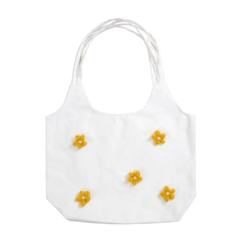 Женская Складная сумка для покупок, многоразовые большие эко холщовые сумки на плечо, сумка-тоут, тканевая сумка, сумка для колледжа, маленькая сумка-тоут с ромашками