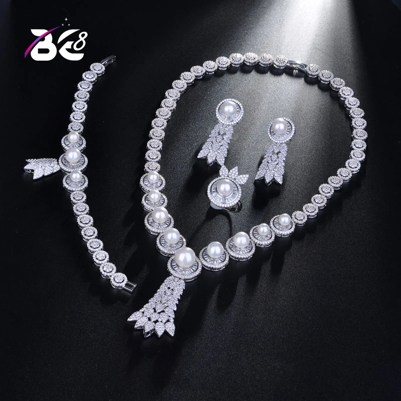 

Be 8 Bridal Zirconia Necklace Earrings Rings for Women Party, Luxury Dubai Nigeria CZ Crystal Wedding Full Jewelry Sets S184