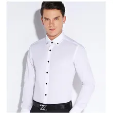 Для мужчин досуг Стиль рубашки длинный рукав; пуговицы-воротник soild Классический Slim Fit Мужская одежда