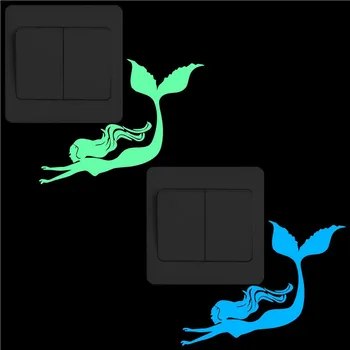 

Mermaid Swimming Switch Sticker Glow in the Dark Funny Cartoon Wall Stickers for Kids Rooms Child Bedroom Living Room Home Decor