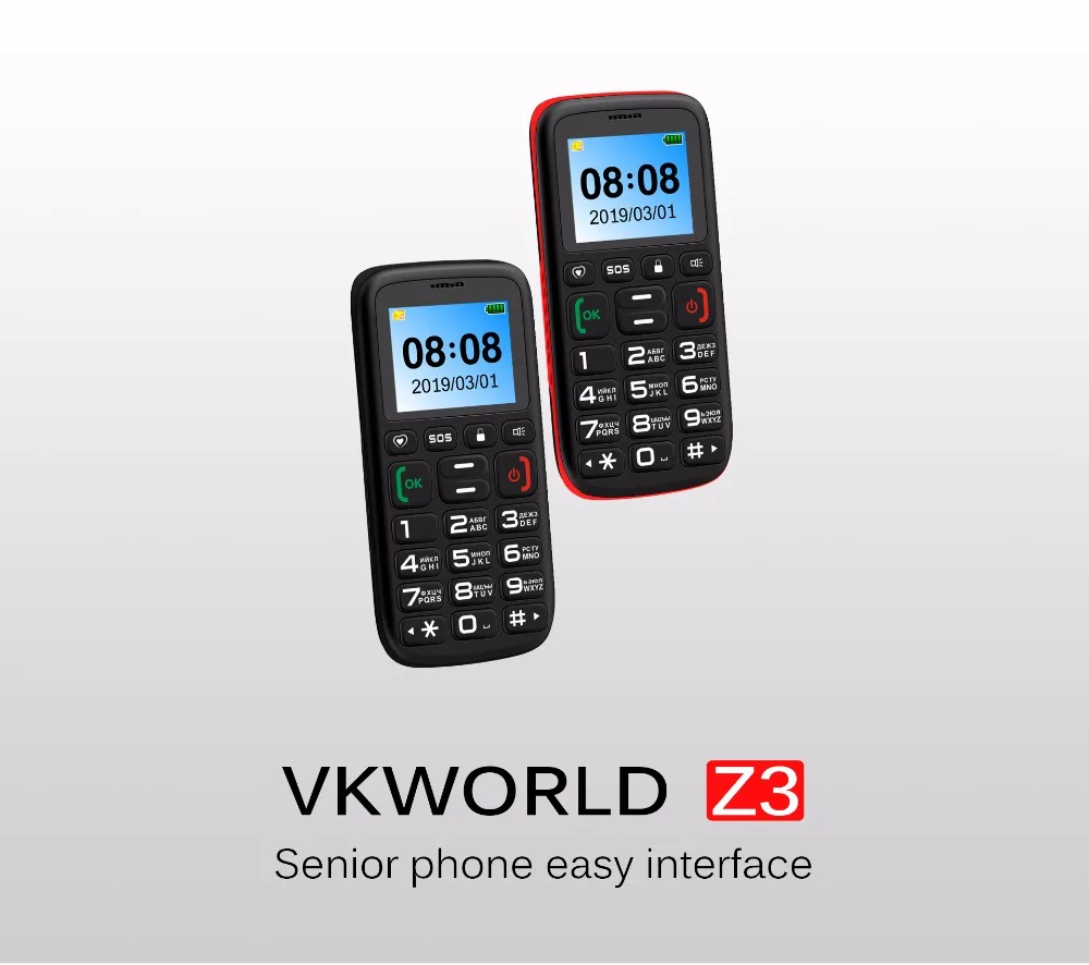 Русская клавиатура VKworld Z3 с функцией телефона, 1,77 дюймовый экран, 1000 мАч, батарея, SOS, блокировка ключа, две sim-карты, fm фонарь, Bluetooth, мобильный телефон