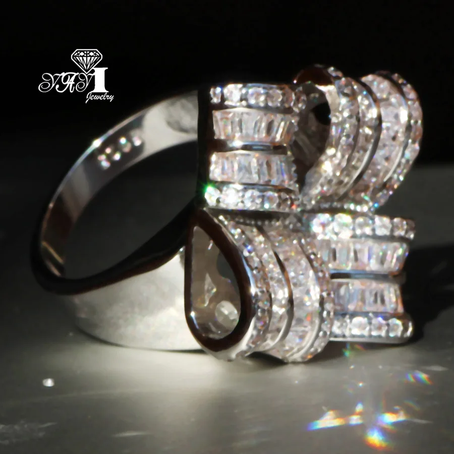 YaYI Jewelry Fashion Princess Cut 6.7 CT White Zircon Silver Color Engagement Rings wedding Rings Party Rings
