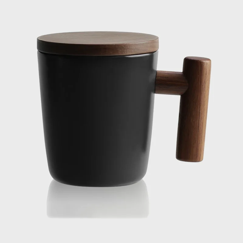 300ml Japanese Style Wood Mug with Lid Kit Creative Drinkware / Office Master Coffee Milk Mugs Water Cup Juice Cup Birthday Gift - Цвет: C