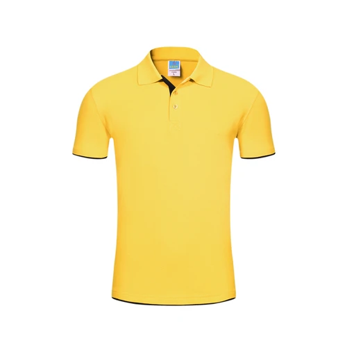 Летний Мужская мода бутик шить Повседневное с коротким рукавом рубашки поло дышащие Для мужчин однотонный Цвет мужские рубашки поло - Цвет: Цвет: желтый