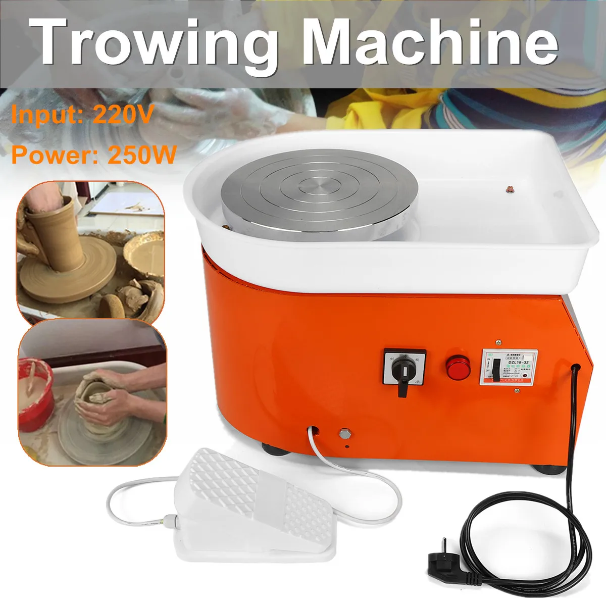 25cm Pottery Wheel Machine EU/AU AC220V 250 350W Ceramic Work Ceramics