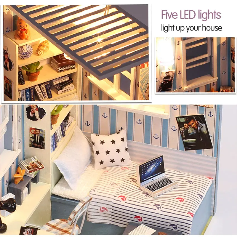 Assembly DIY Miniature Wooden Bart's Home House Miniaturas with Furniture Doll House Toys for Children Birthday Gifts