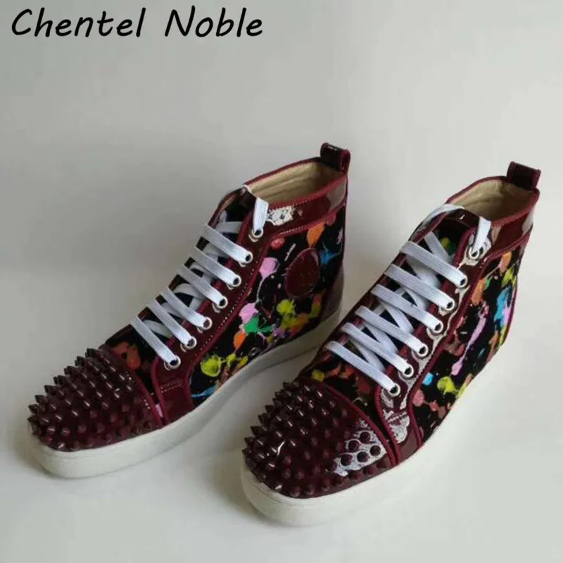 

2019 Brand Chentel Noble Spring Leather Rivet Leisure Shoes Walking Sneaker Outdoor Fashion Shoes For Men Lace Up Studded