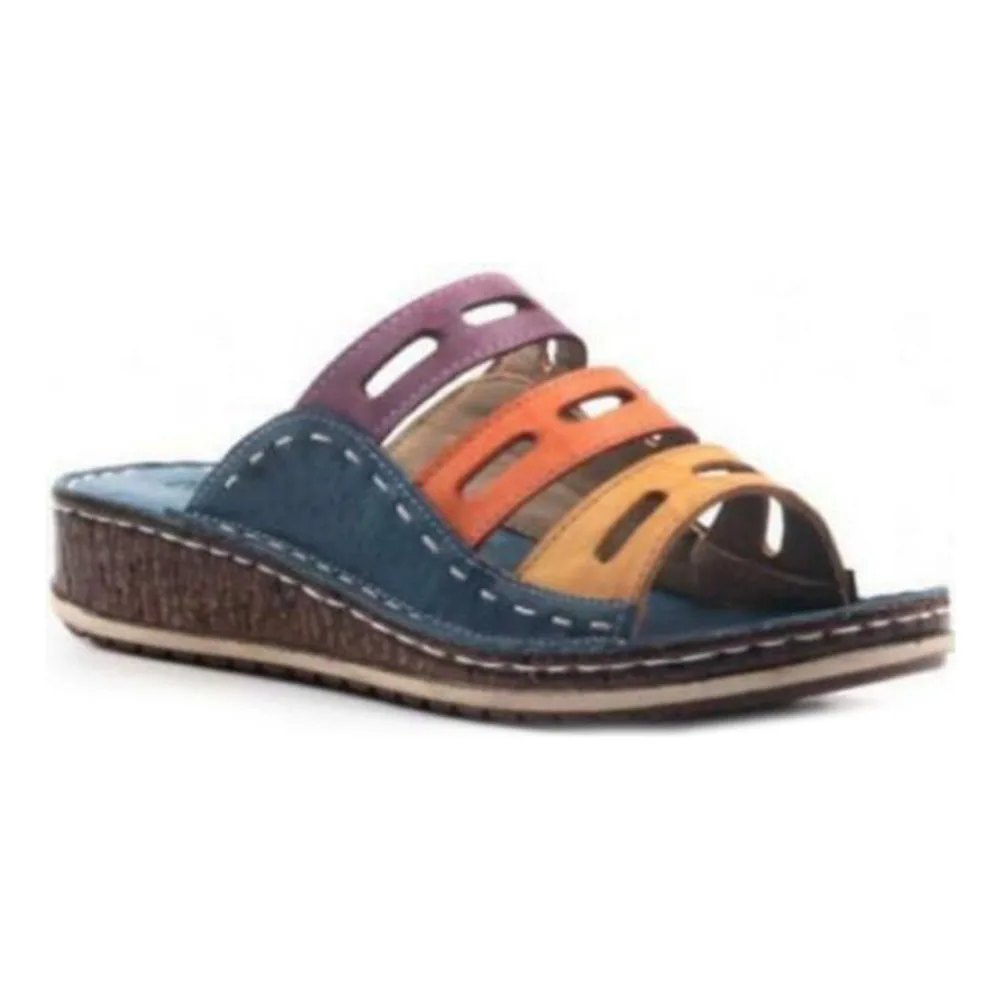 Женские трехцветные сандалии с вышивкой; летняя пляжная обувь для путешествий; FH99 - Цвет: as show