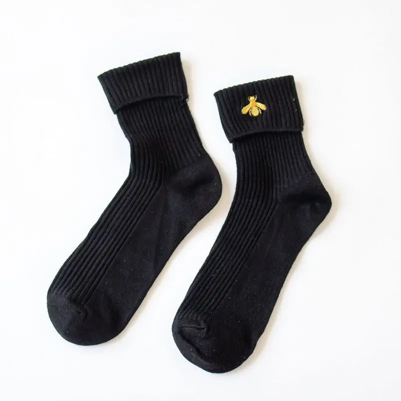 Женские носки с рисунками, Осень-зима, новые хлопковые носки с вышивкой в стиле Харадзюку, L127