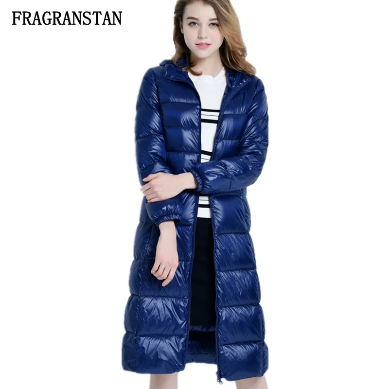 

Women 2018 Winter Fashion Warm New Hooded Long Down Jacket Ladies High Quality Solid Color Paraks Casual Female Slim Coat JQ430
