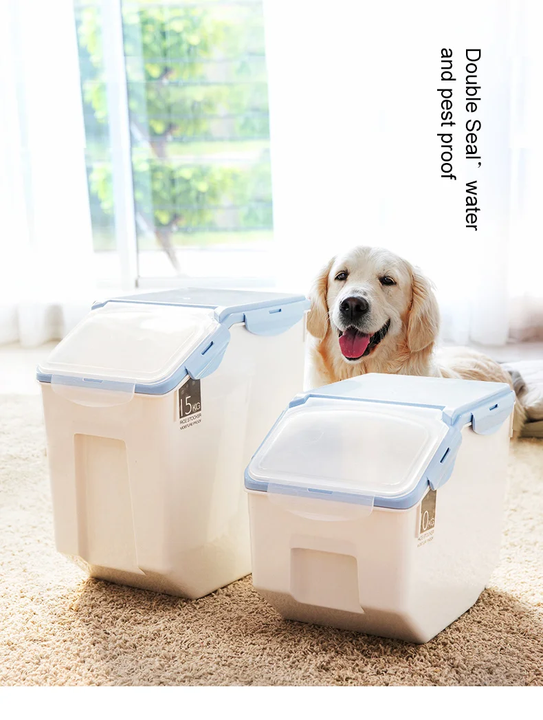 Коробка для хранения еды для собак и кошек, большая емкость, хранение для домашних животных, зерно, герметичная бочка, коробка для хранения свежести, контейнер для еды для домашних животных