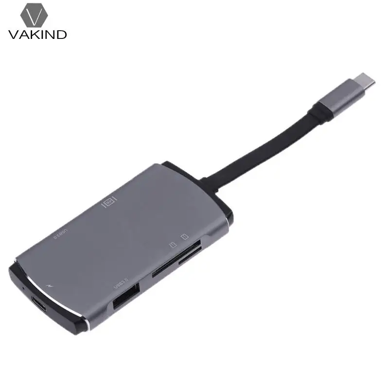 

7in1 USB Type-C Hub Splitter USB-C to HDMI 4K + PD Charge + USB 3.0 + TF Card Reader Adapter for MacBook Laptop Notebook PC