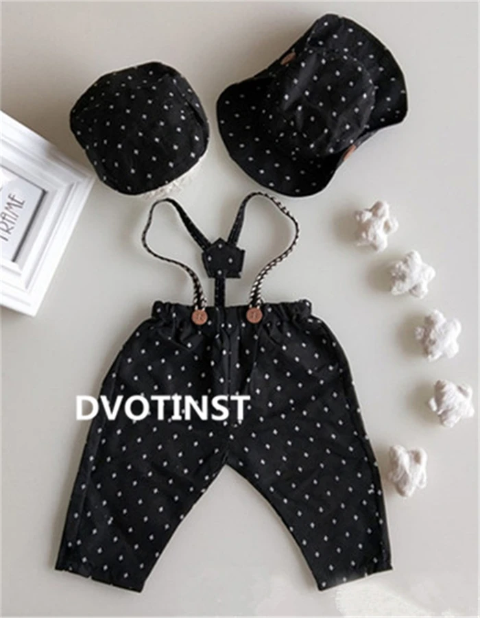 Dvotinst/реквизит для новорожденных; брюки на подтяжках для маленьких мальчиков+ 2 шляпы; комплект джентльмена из 3 предметов; костюм; одежда для студийной фотосессии