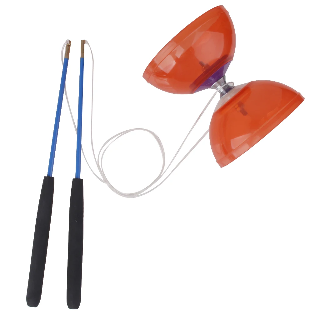 5-Bearing Diabolo Juggling Spinning Kit Toy Set W Handsticks & String Red