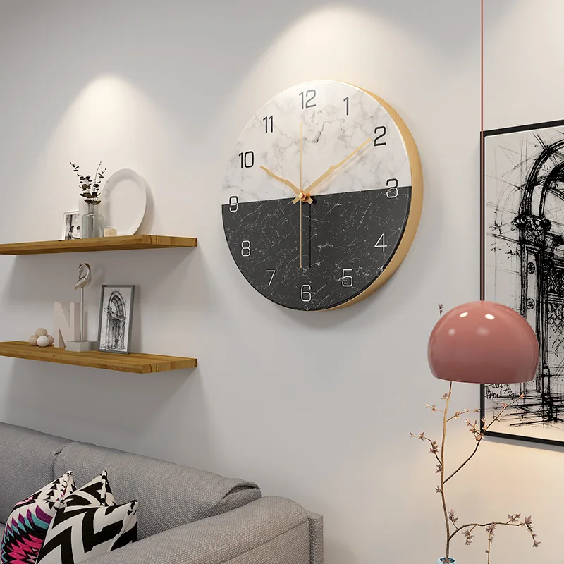 Nordic Creative Imitation Marble Wall Clock House Home Fashion Simple Wall Clock Modern Design Quartz Clock Clock on The Wall