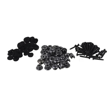 

Yibuy 100 pcs Black Chrome Mushrooms Head Guitar Strap Buttons for Guitar Replace