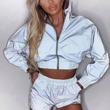 Новое поступление, осенняя женская обувь, куртки и пальто для мальчиков, 3 м светоотражающие с голограммой, Для женщин одноцветное пальто Радужный прозрачный Курточка бомбер