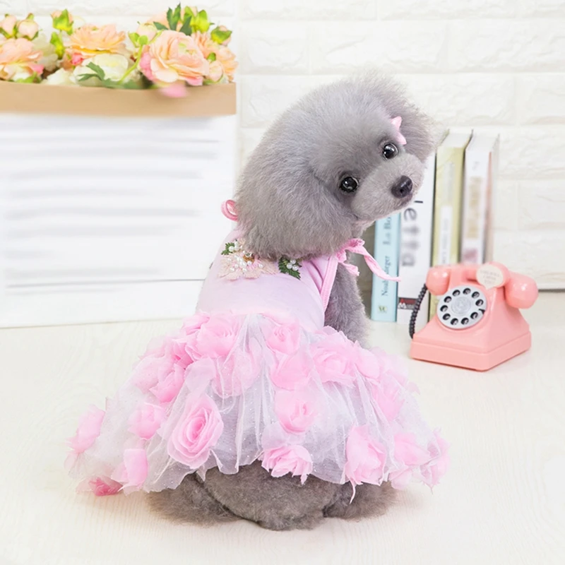 

Fashion Summer Tutu Dress Mesh Stripe Princess Dresses Pet Yarn Skirt Clothing Supplies S-XXL