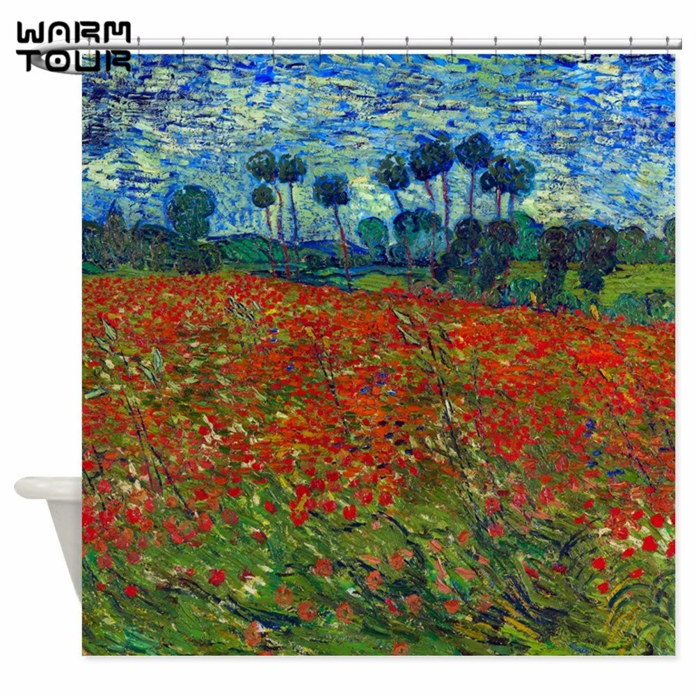 Warm Tour Van Gogh Mohnfeld Dekorative Duschvorhang