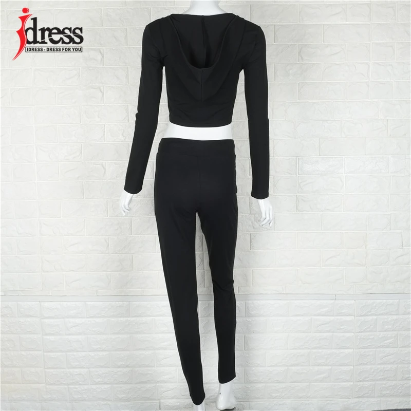 IDress Women Suit Outfit Two Piece Set Crop Top Legging Sweatpants Set Crop Hoodie Set Female Sweatshirt Pants Tracksuit Set (15)