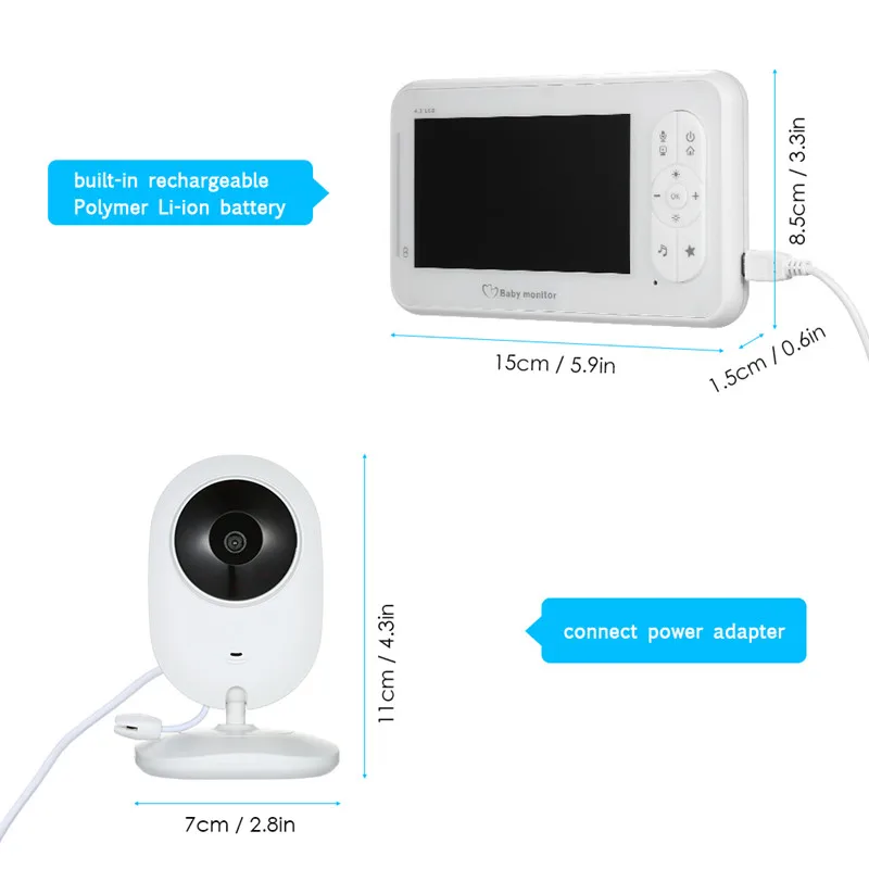  MBOSS 4.3inch Wireless Video Baby Monitor 2 Way Talk Baby Monitor With Camera Support 4 Cameras VOX