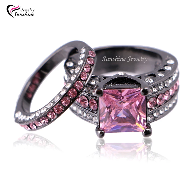 pink cubic zirconia black plated womens black gold wedding ring setengagement ring turkish couple ring o jewelry maxi ring in rings from jewelry - Pink And Black Wedding Ring Set pink cubic zirconia black plated womens black gold wedding ring setengagement ring turkish couple ring o jewelry maxi ring in rings from jewelry - Pink And Black Wedding Ring Set