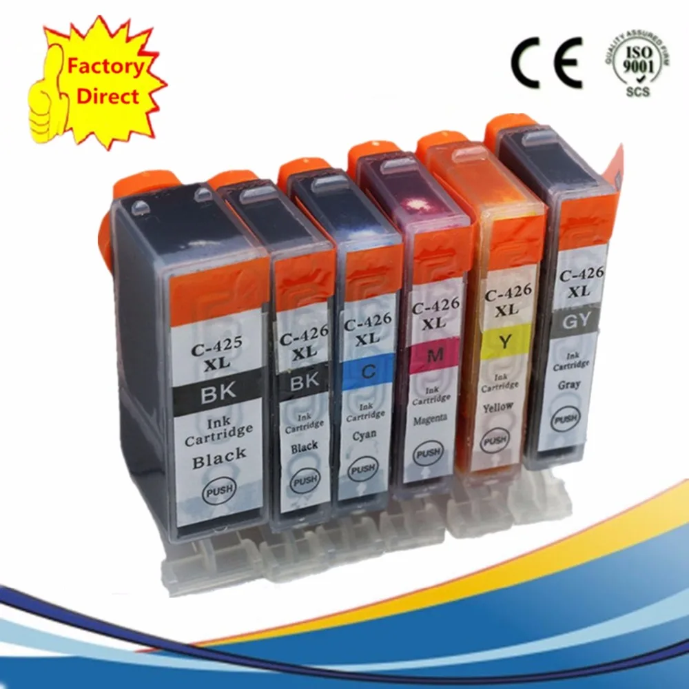 

6 x PGI425 PGI 425 CLI-426 PGI-425 PGI-425XL Ink Cartridges Replacement For Canon Pixma MG-8140 MG-8240 MG 6140 6240 8140 8240