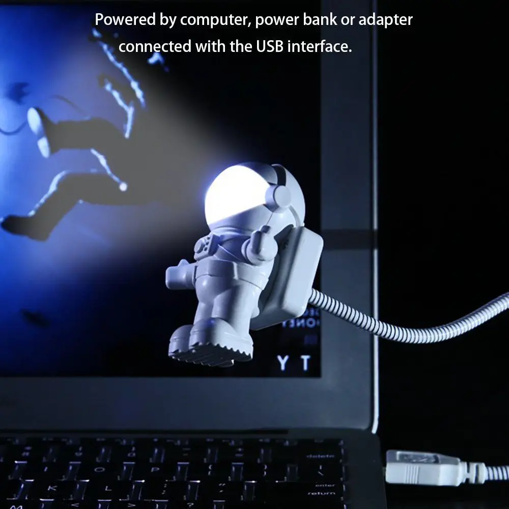 Мини лампа для чтения трубка USB для компьютера ноутбук Laptop персональный компьютер чистый белый портативный космонавт астронавт светодиодный ночник регулируемый