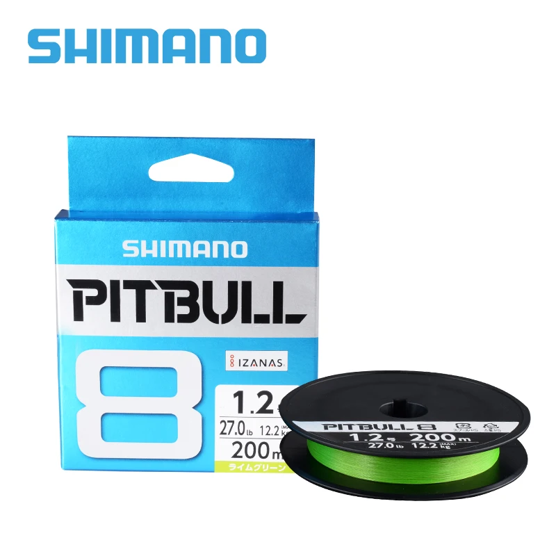 Online 100% Original SHIMANO PITBULL X8 trenzado línea de pesca PE 150M 200M verde azul colores 0,6 #0,8 #1,0 #1,2 #1,5 #2,0 # alambre trenzado