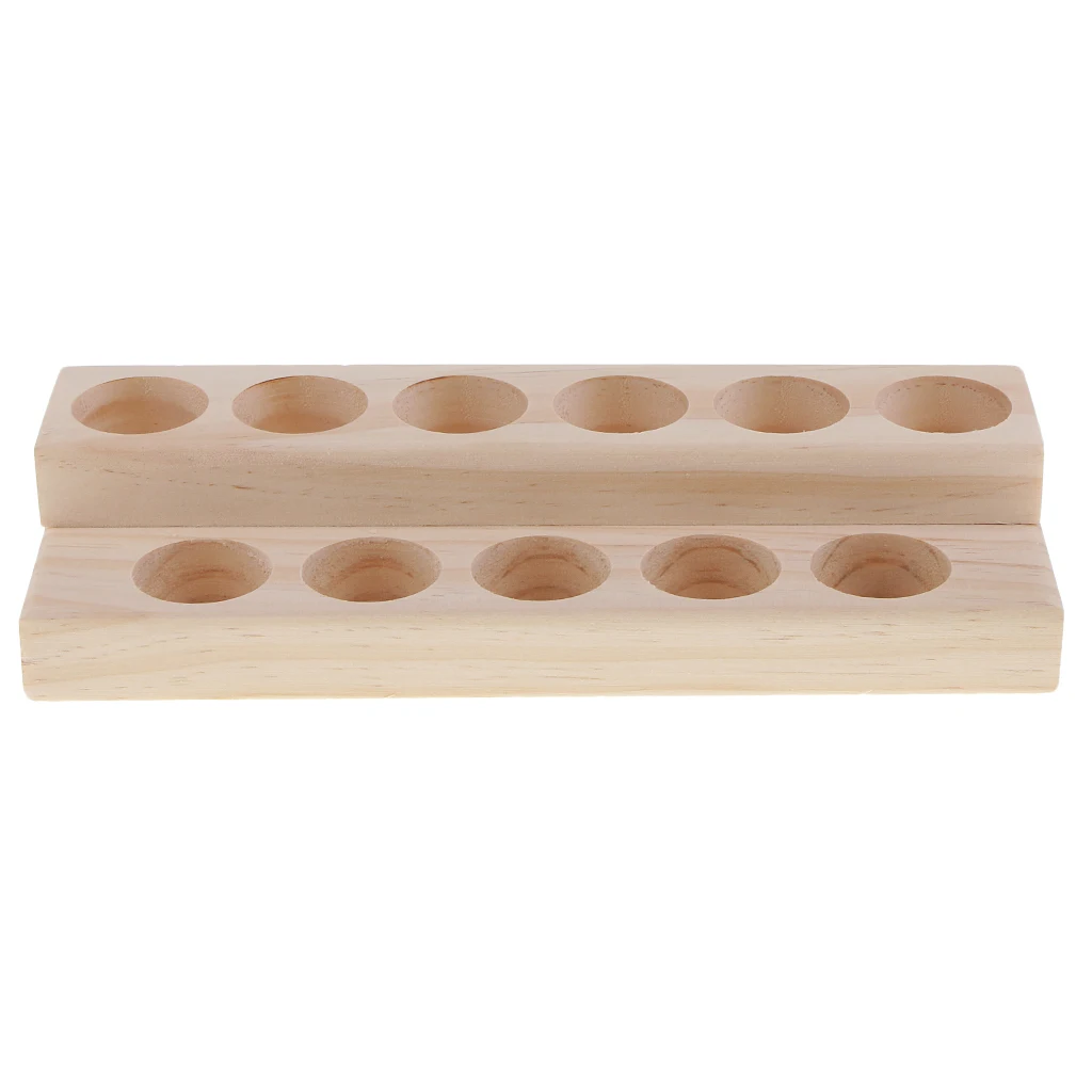 2Set Solid Wood Single Tier Aromatherapy Perfume Essential Oil Display Stand Storage Organizer Rack Holder for 5ml -15ml Bottles