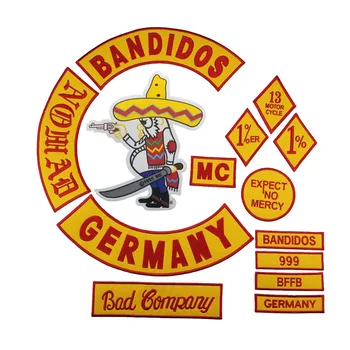 

Bandidos Biker Motorcycle Patches Leather Waistcoat Jacket Back Embroidery Patches Set Free Rider Badge Large for Clothing