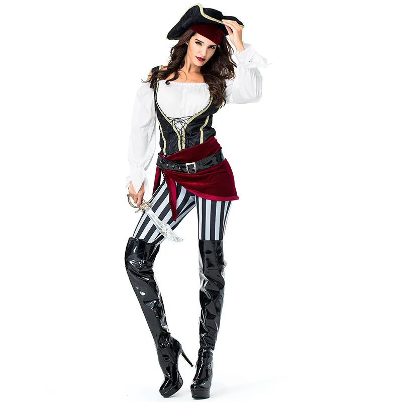 Женственная Дамская обувь Хэллоуин Пиратские костюмы воительница queen Cosplays Рождество Пурим карнавал этап играть ночной клуб бар