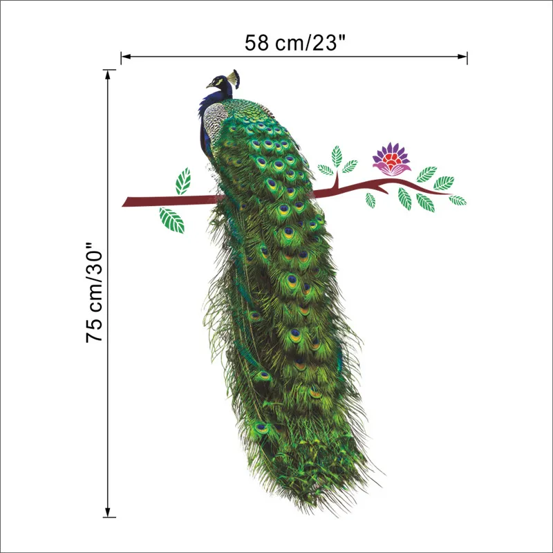 Zoo peafowls животные цветок на ветке перья наклейки на стену 3d яркие наклейки на стены домашний декор художественная наклейка плакат животные Home De