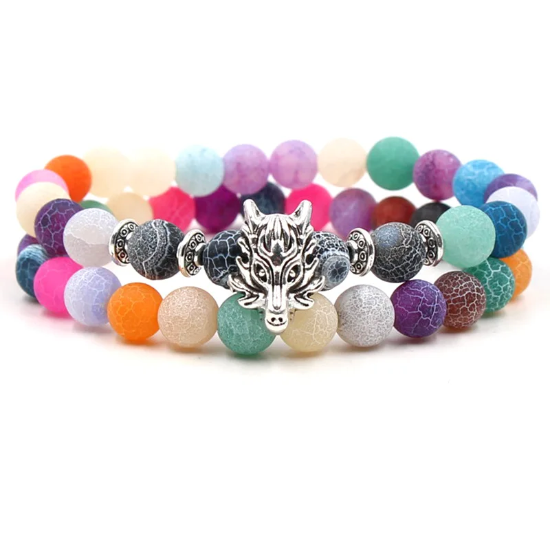 

XiongHang 2019 New Color Weathered Natural Stone Beads Bracelet Alloy Dragon For Men 2PCS/Set Bracelet Note Women Cuff bracelet