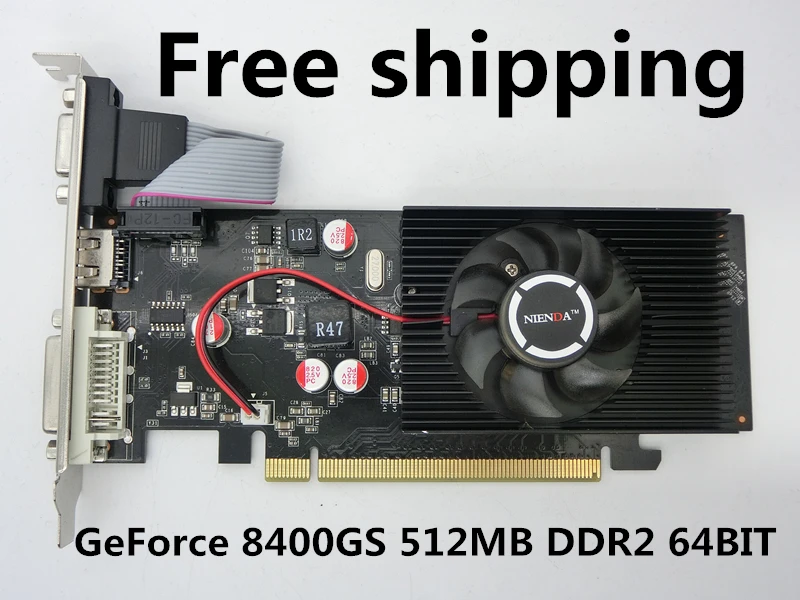  100% NEW NVIDIA GeForce GPU 8400GS 512MB DDR2 PCI-Express16X S-Video VGA DVI Video Card Free Shipping 