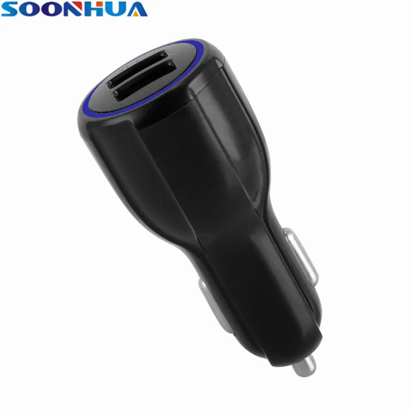

SOONHUA Portable LED Light Multiple Protection Car Charger QC3.0 5V 3.1A Dual USB Fast Charging Adapter For iPhone Samsung HTC