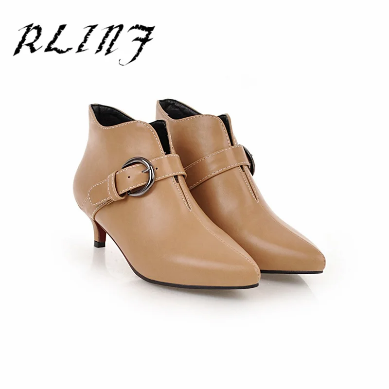 Vendimia Romano Cinturón Beige Bajo Tacón negro Hebilla Señaló Y Botines marrón Rlinf Bt1qwxadnB
