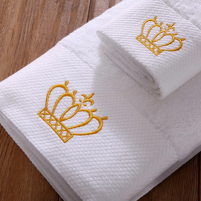 5 Star Hotel Luxury Embroidery White Bath Towel Set Cotton Large Beach Towel Brand Absorbent Quick-drying Bathroom Towel