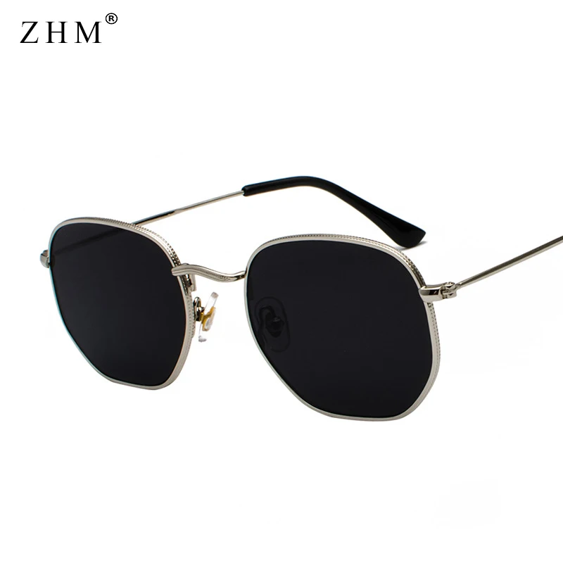 Vintage Sunglasses Men Square Metal Frame Sunglasses Pilot Mirror Classic Retro Sun Glasses Women Luxury Summer Eyewear - Цвет линз: Silver Black