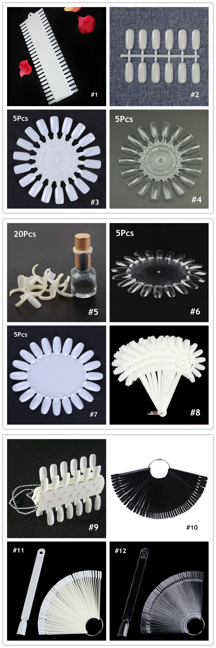 Инструменты для маникюра, маникюра, накладные ногти, цветные карты, пряжка, кольцо, инструмент для ногтей, прозрачный белый, 12 узоров