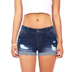 Высокая Талия Джинсовые шорты плюс Размеры женский Короткие джинсы для Для женщин 2018 летние женские Соблазнительные шорты