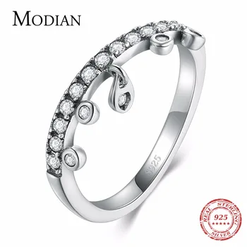 

Modian 100% Authentic 925 Sterling Silver Vintage Fashion Dangle Ring Stackable Water Drop For Women Party Silver Jewelry Gitf