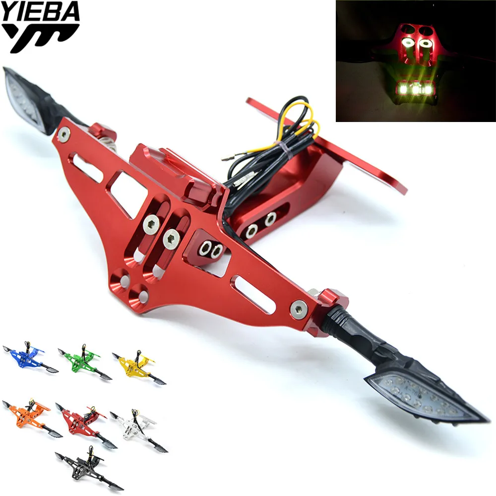 

Universal Motorcycle License Plate Bracket Holder LED Light for Honda CB 599 919 400 CB600 HORNET CBR 600 F2 F3 F4 F4i 900RR