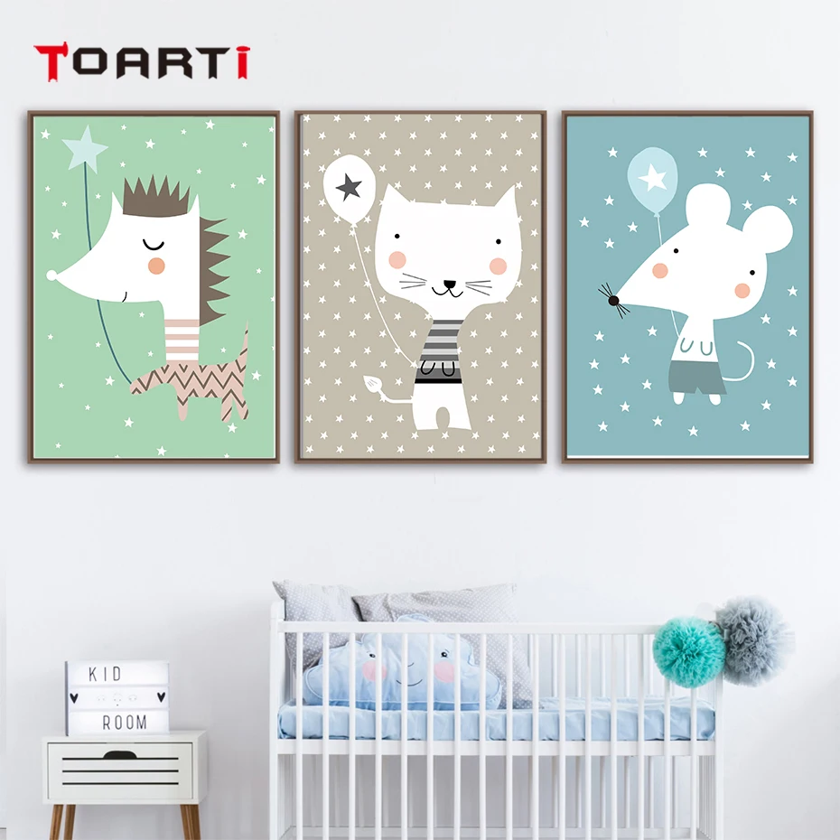 

Funny Cat Horse Star Poster And Prints Wall Art Canvas Painting Nordic Animal Wall Pictures For Kids Room Nursery Home Decor