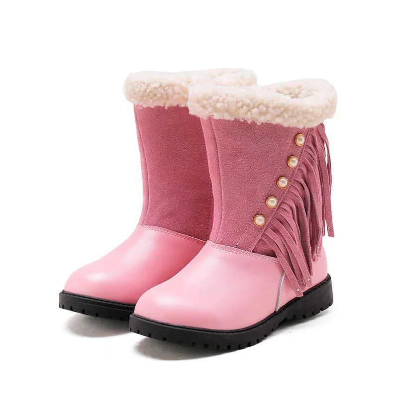 Children Snow Boots PU Leather Thicken Girls Suede Boots Botas Menina Fashion Casual Girls Ankle
