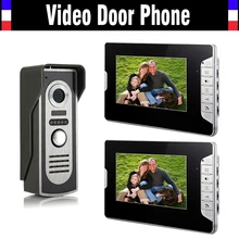 7 pulgadas Monitor Handfree Video puerta timbre del teléfono Intercom cámara Kits 1 Camera 2 monitorear visión nocturna llamada telefónica y de intercomunicación