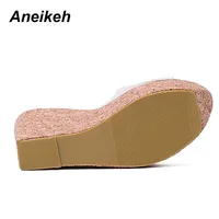 Aneikeh Sexy Summer Women Clear Transparent Platform Wedges Sandals Ultra High Heels Wooded Mule Silde Shoes Outdoor Creepers - Image 4