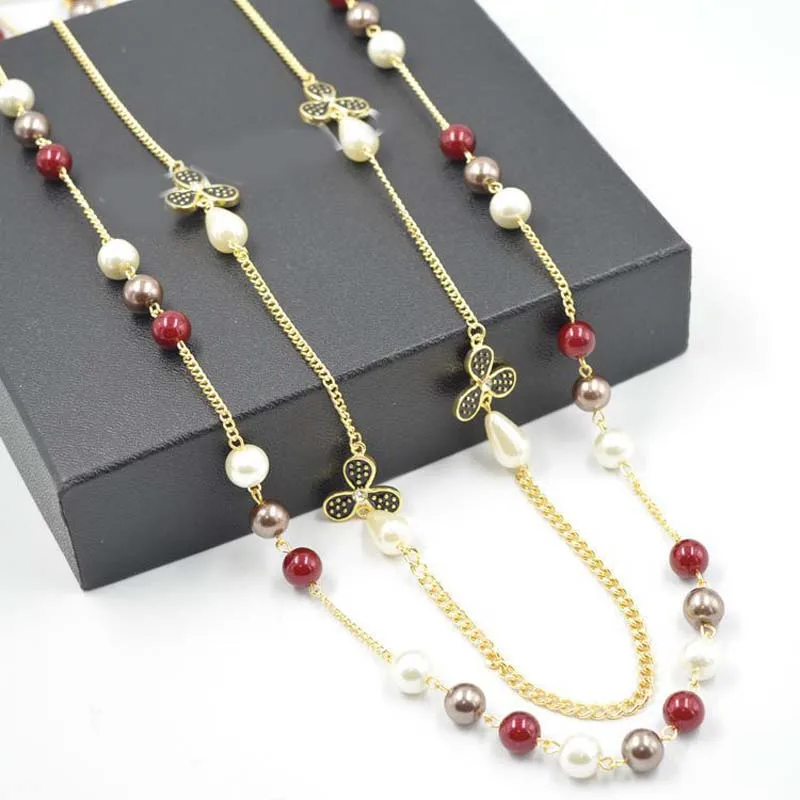 

Fashion Three Colors Simulated-pearl Double Layers Necklaces